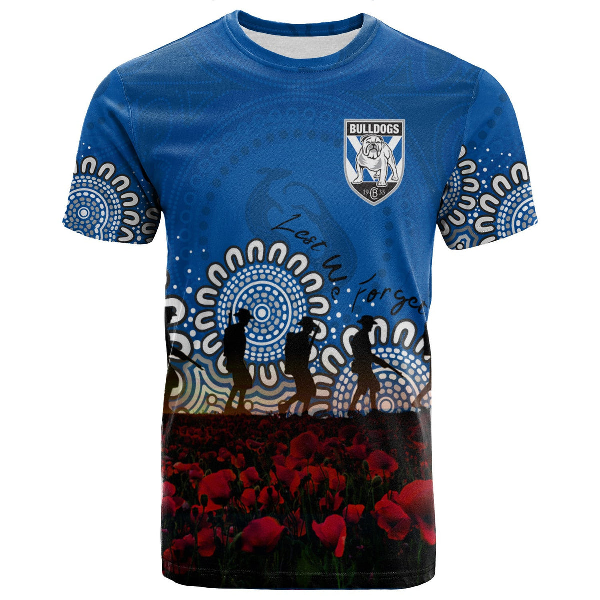 canterbury-bankstown-bulldogs-t-shirt-personalized-aboriginal-rugby-anzac-day-poppy-with-soldiers-nrl