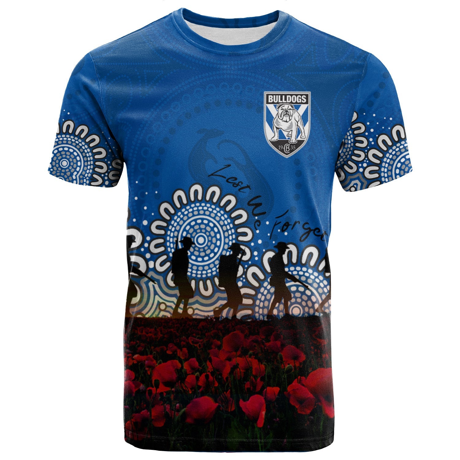 canterbury-bankstown-bulldogs-t-shirt-personalized-aboriginal-rugby-anzac-day-poppy-with-soldiers-nrl