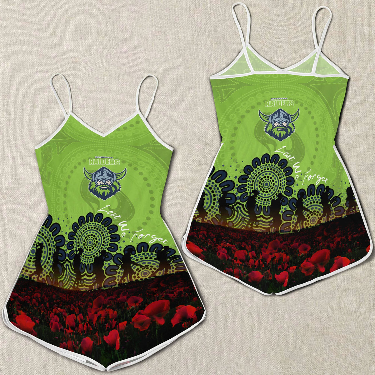 canberra-raiders-women-rompers-personalized-aboriginal-rugby-anzac-day-poppy-with-soldiers-nrl