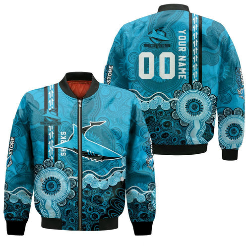 cronulla-sutherland-sharks-aboriginal-bomber-jacket-rugby-indigenous-kangaroo-tracks-nrl