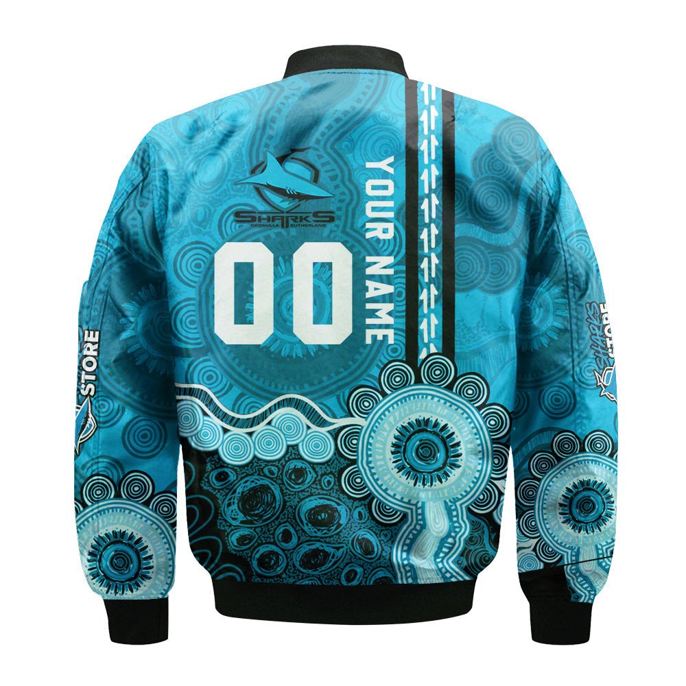 cronulla-sutherland-sharks-aboriginal-bomber-jacket-rugby-indigenous-kangaroo-tracks-nrl