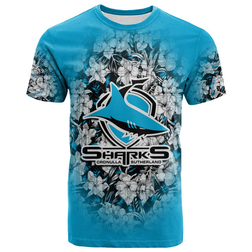 cronulla-sutherland-sharks-t-shirt-polynesian-hibiscus-tropical-vintage-nrl