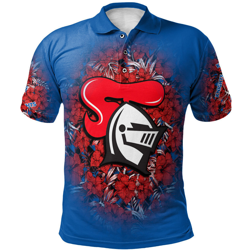 newcastle-knights-polo-shirt-polynesian-hibiscus-tropical-vintage-nrl