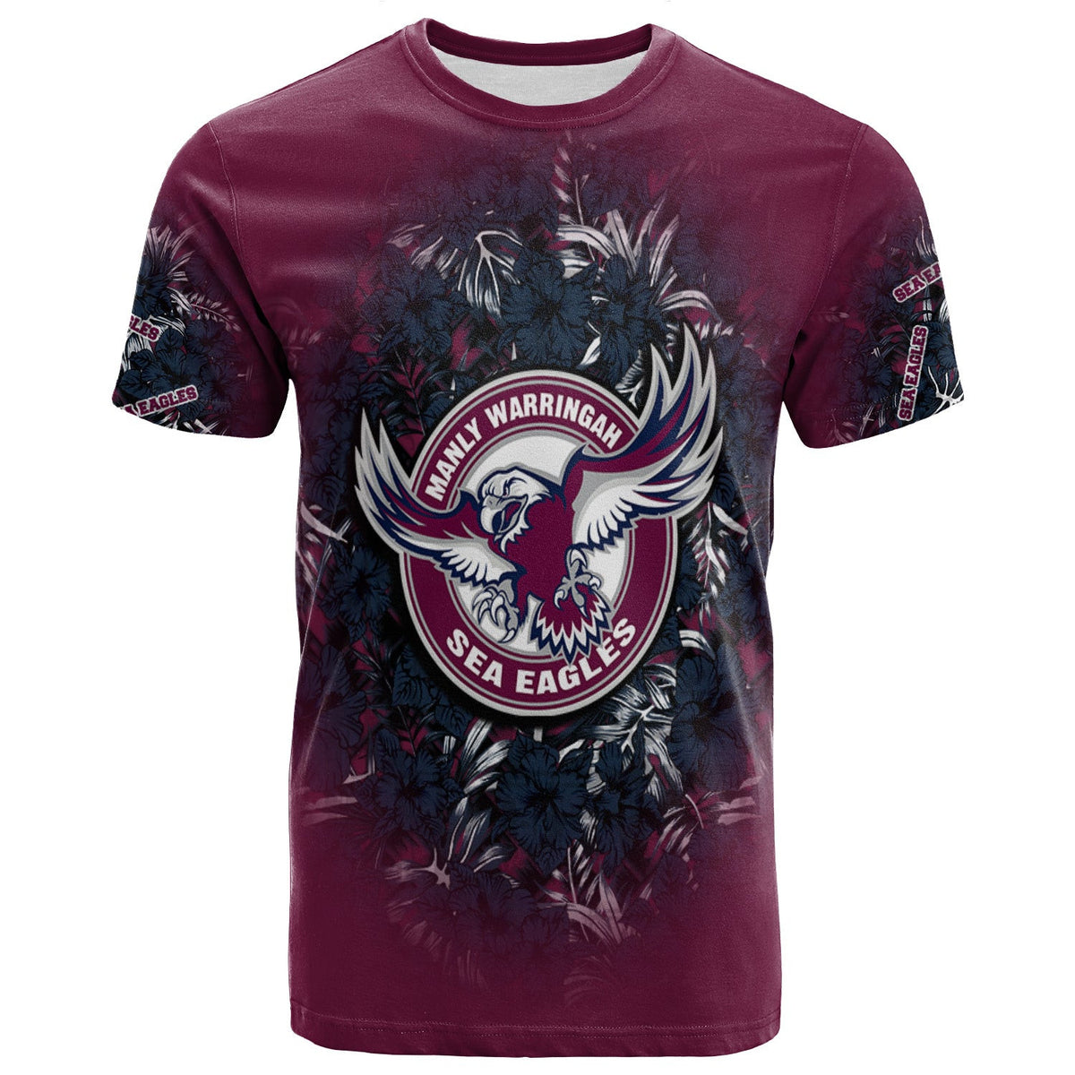 manly-warringah-sea-eagles-t-shirt-polynesian-hibiscus-tropical-vintage-nrl
