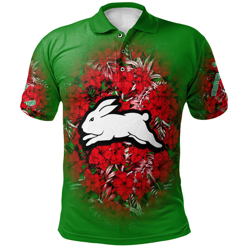 south-sydney-rabbitohs-polo-shirt-polynesian-hibiscus-tropical-vintage-nrl