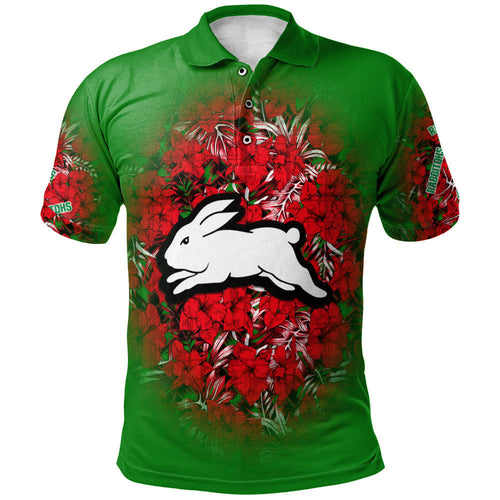 south-sydney-rabbitohs-polo-shirt-polynesian-hibiscus-tropical-vintage-nrl