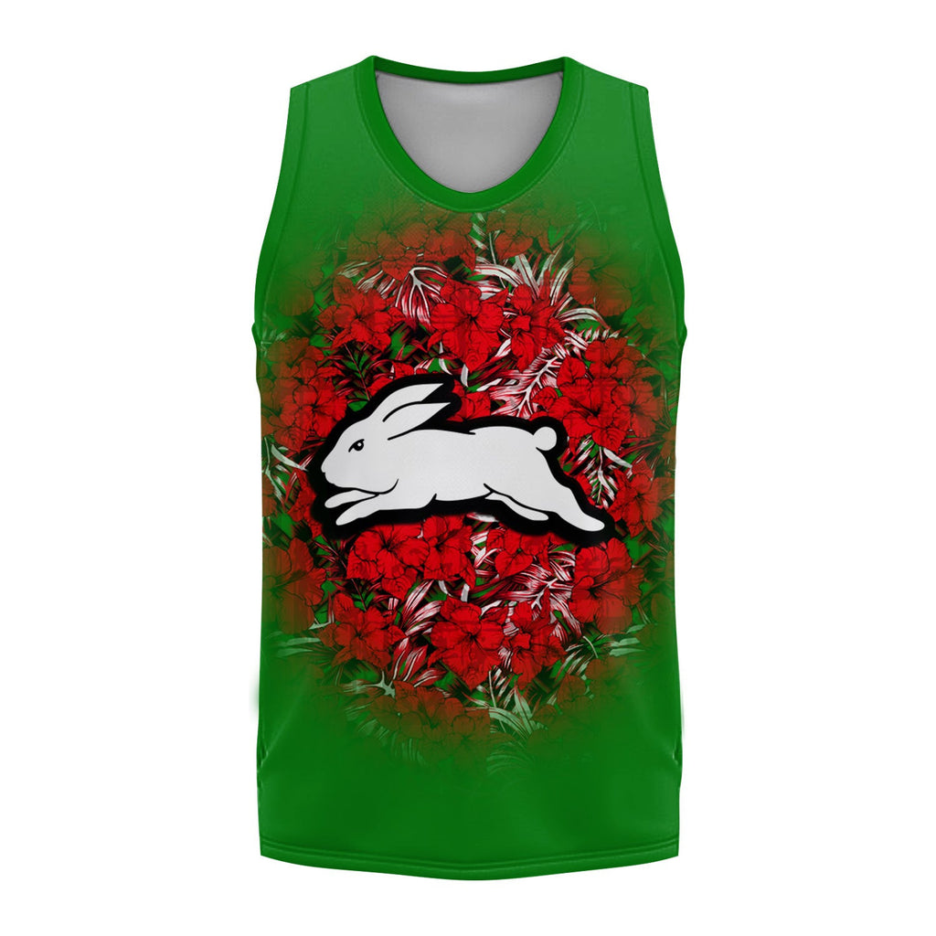 south-sydney-rabbitohs-basketball-jersey-polynesian-hibiscus-tropical-vintage-nrl