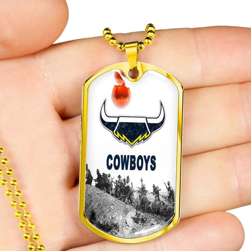 Vibe Hoodie Dog Tag - (Custom) North Queensland Cowboys Anzac Day Soldiers - Rugby Team Dog Tag
