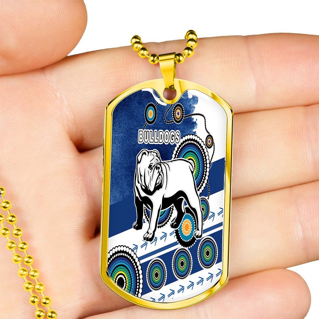 Vibe Hoodie Dog Tag - Canterbury-Bankstown Bulldogs Grunge Indigenous - Rugby Team Dog Tag
