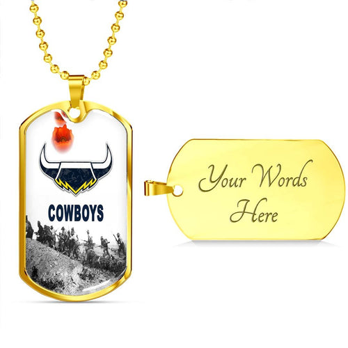 Vibe Hoodie Dog Tag - (Custom) North Queensland Cowboys Anzac Day Soldiers - Rugby Team Dog Tag