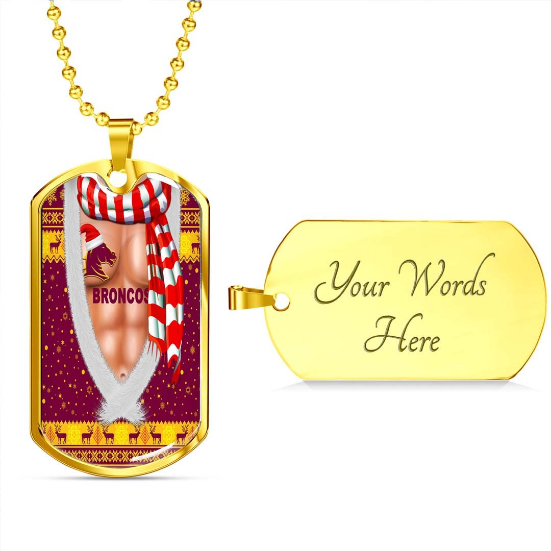 Vibe Hoodie Dog Tag - Brisbane Broncos Christmas Six Pack Style Maroon - Rugby Team Dog Tag