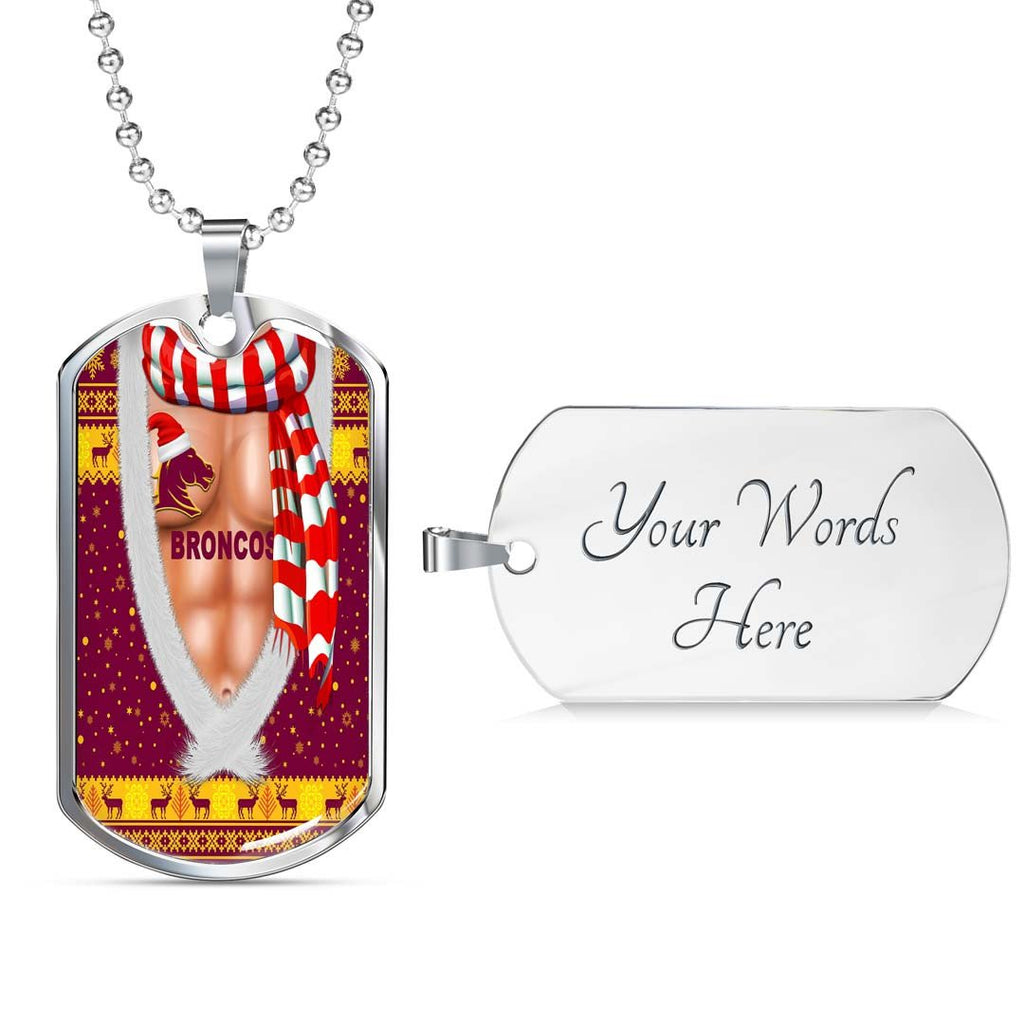 Vibe Hoodie Dog Tag - Brisbane Broncos Christmas Six Pack Style Maroon - Rugby Team Dog Tag