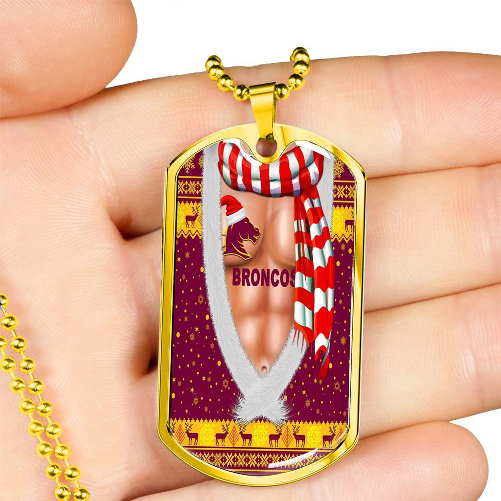 Vibe Hoodie Dog Tag - Brisbane Broncos Christmas Six Pack Style Maroon - Rugby Team Dog Tag