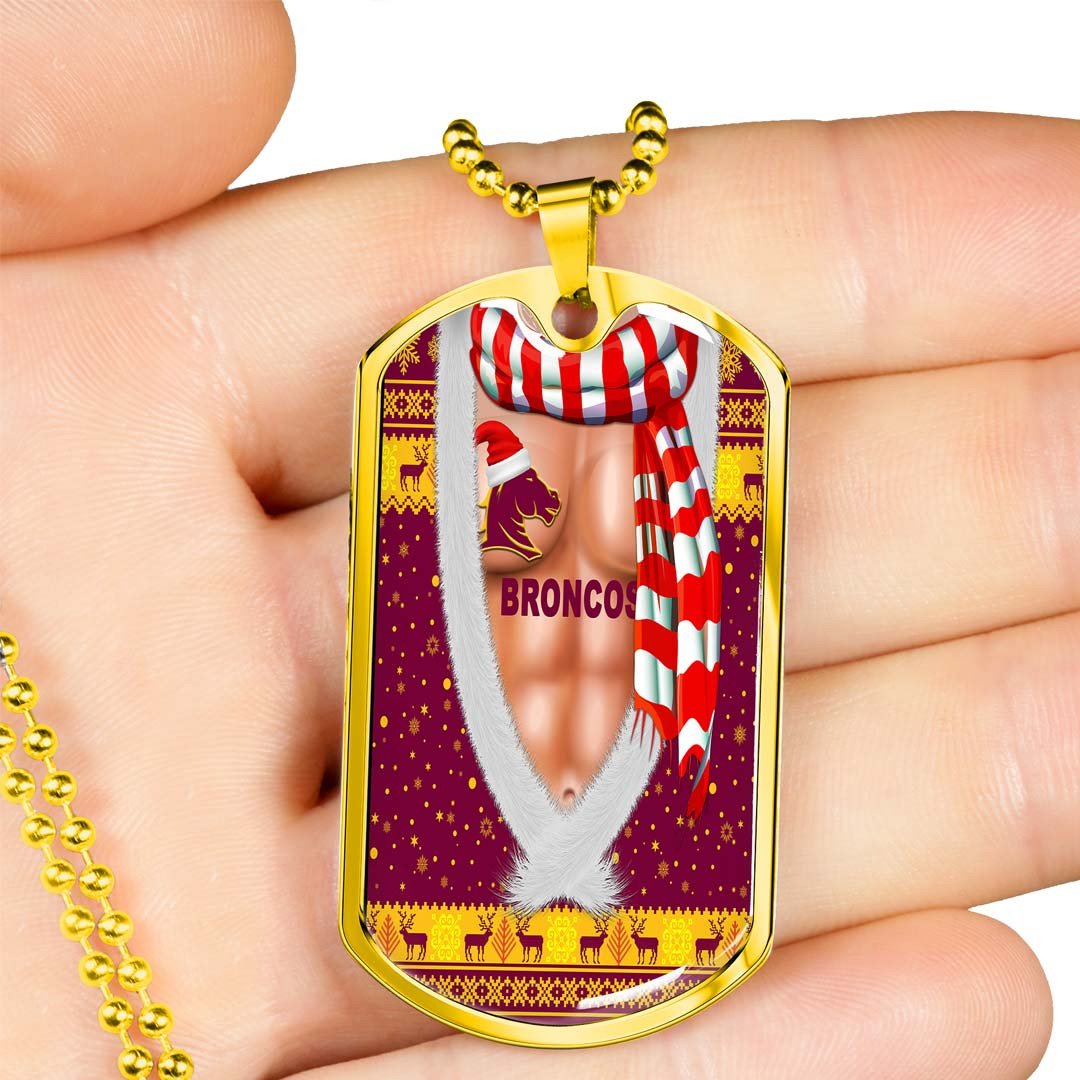 Vibe Hoodie Dog Tag - Brisbane Broncos Christmas Six Pack Style Maroon - Rugby Team Dog Tag