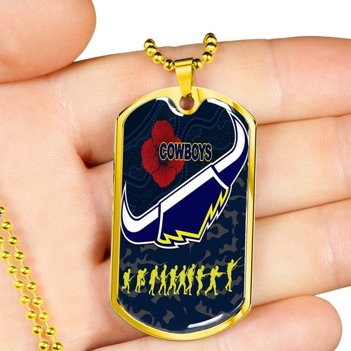 Vibe Hoodie Dog Tag - North Queensland Cowboys Anzac Special Style - Rugby Team Dog Tag Dog Tag