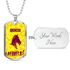 Vibe Hoodie Dog Tag - Brisbane Broncos Anzac Day Gold Style - Rugby Team Dog Tag