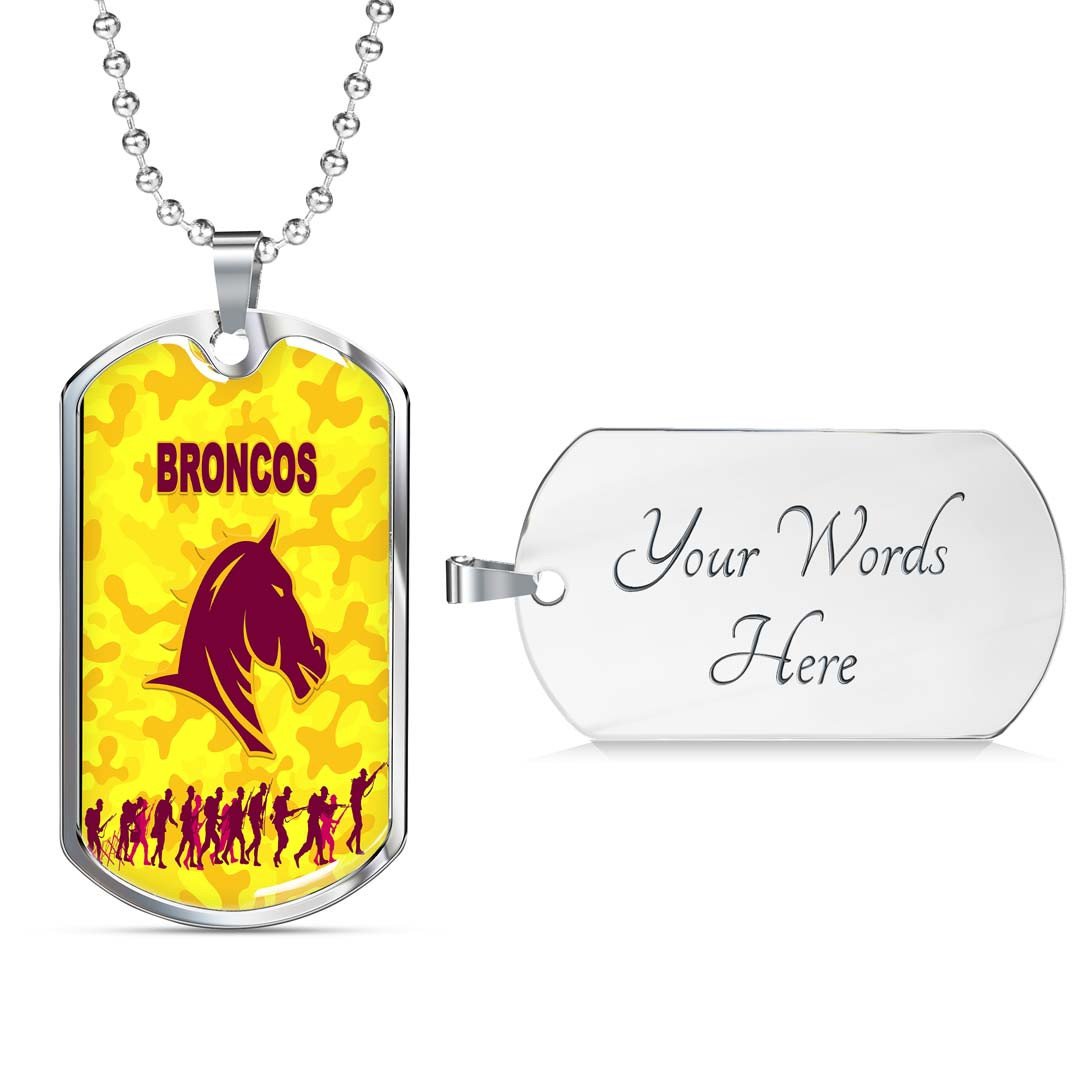 Vibe Hoodie Dog Tag - Brisbane Broncos Anzac Day Gold Style - Rugby Team Dog Tag