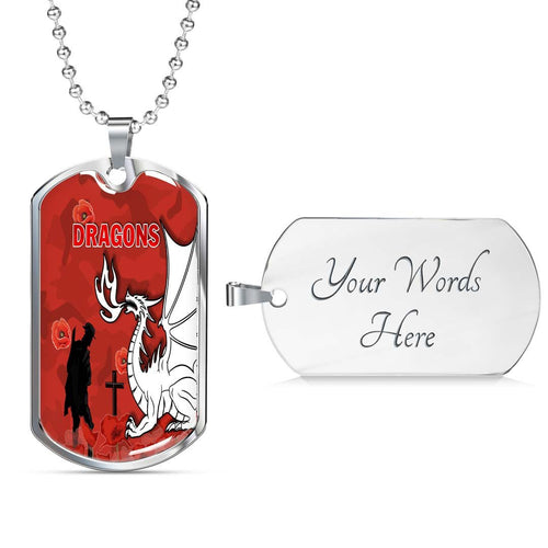 Vibe Hoodie Dog Tag - St. George Illawarra Dragons Indigenous Lest We Forget - Rugby Team Dog Tag