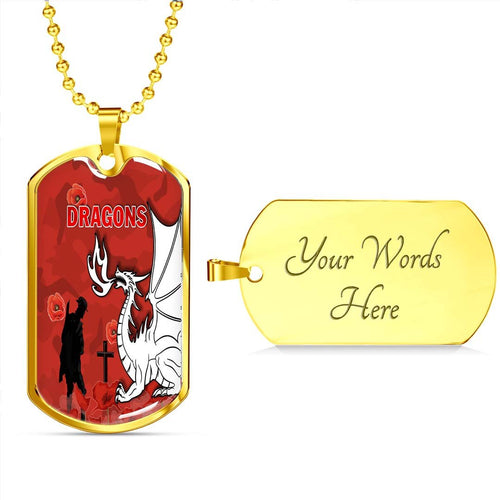 Vibe Hoodie Dog Tag - St. George Illawarra Dragons Indigenous Lest We Forget - Rugby Team Dog Tag