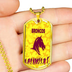 Vibe Hoodie Dog Tag - Brisbane Broncos Anzac Day Gold Style - Rugby Team Dog Tag