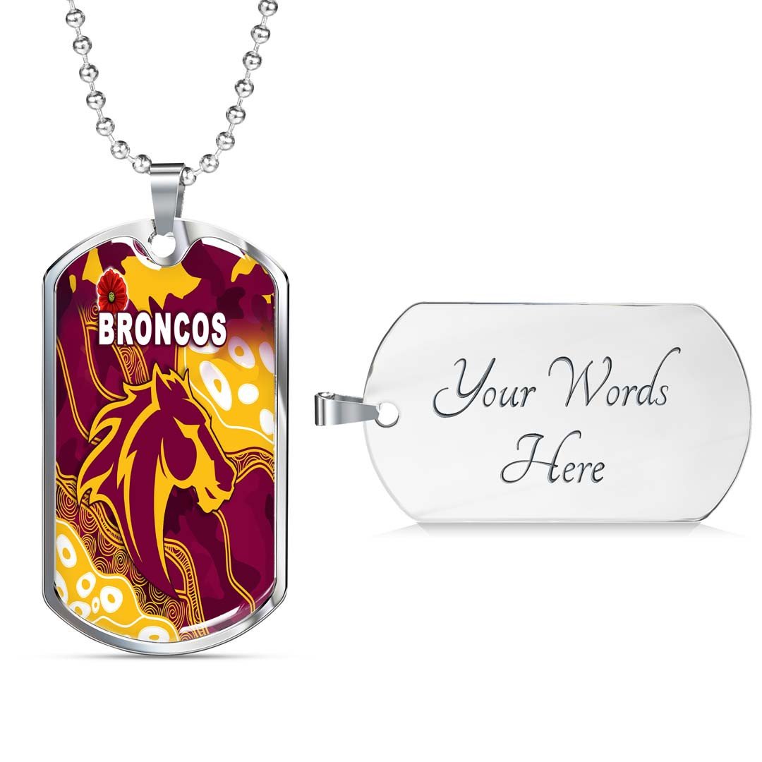 Vibe Hoodie Dog Tag - Brisbane Broncos Indigenous, Poppy - Rugby Team Dog Tag