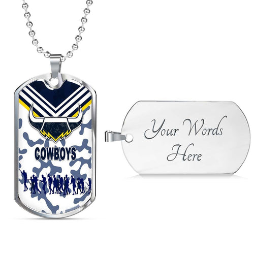 Vibe Hoodie Dog Tag - North Queensland Cowboys Anzac Day Camo (White) - Rugby Team Dog Tag