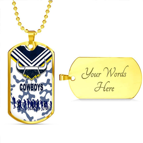 Vibe Hoodie Dog Tag - North Queensland Cowboys Anzac Day Camo (White) - Rugby Team Dog Tag