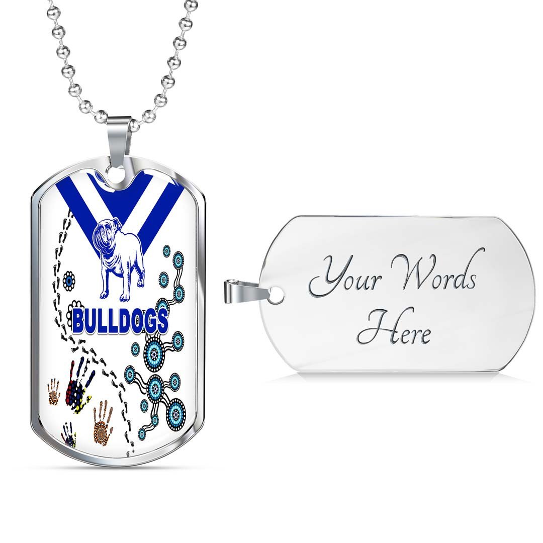 Vibe Hoodie Dog Tag - Canterbury-Bankstown Bulldogs Indigenous Special White mix Blue - Rugby Team Dog Tag