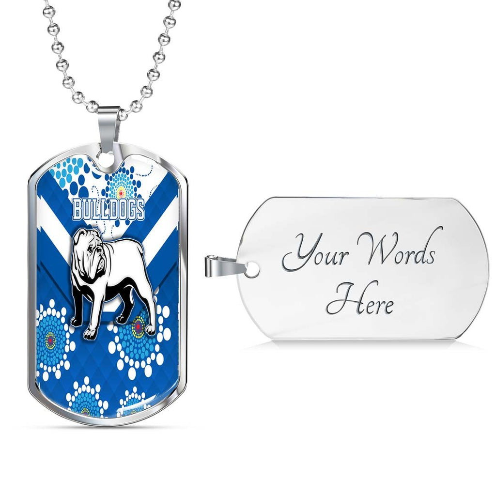 Vibe Hoodie Dog Tag - Canterbury-Bankstown Bulldogs Blue Indigenous - Rugby Team Dog Tag Dog Tag