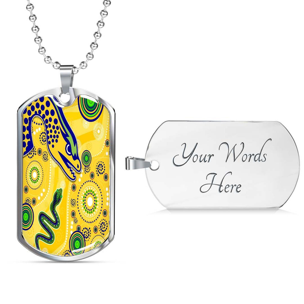 Vibe Hoodie Dog Tag - (Custom) Parramatta Eels Indigenous Yellow - Rugby Team Dog Tag