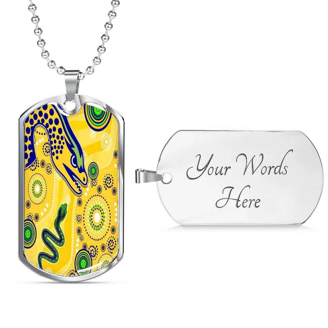 Vibe Hoodie Dog Tag - (Custom) Parramatta Eels Indigenous Yellow - Rugby Team Dog Tag