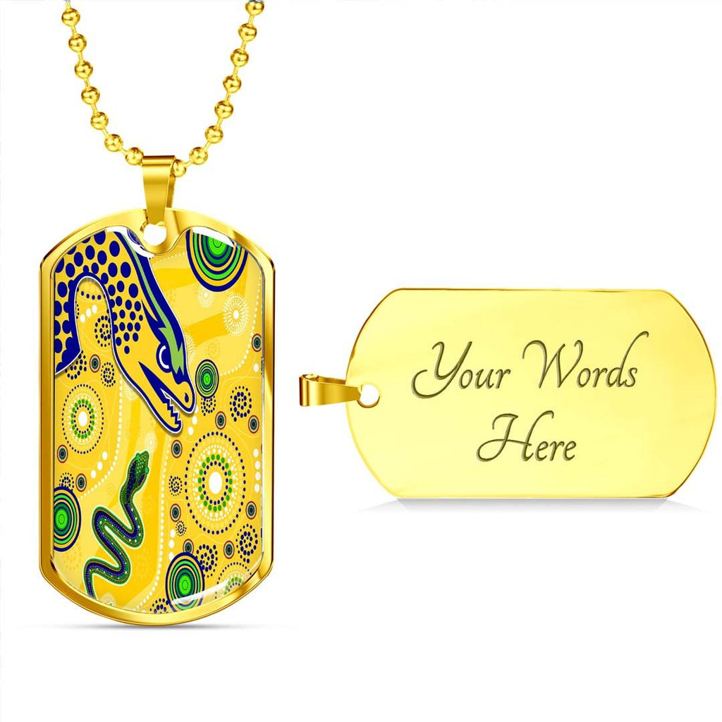 Vibe Hoodie Dog Tag - (Custom) Parramatta Eels Indigenous Yellow - Rugby Team Dog Tag