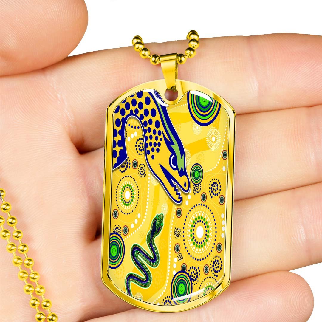 Vibe Hoodie Dog Tag - (Custom) Parramatta Eels Indigenous Yellow - Rugby Team Dog Tag