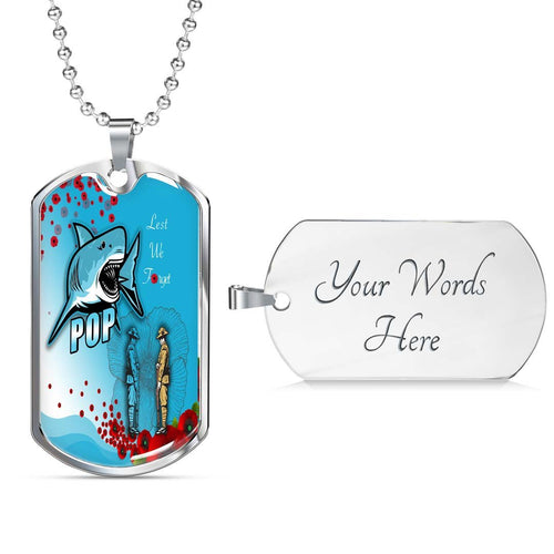 Vibe Hoodie Dog Tag - Cronulla-Sutherland Sharks Anzac Day - Lest We Forget - Rugby Team Dog Tag