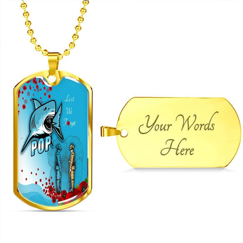 Vibe Hoodie Dog Tag - Cronulla-Sutherland Sharks Anzac Day - Lest We Forget - Rugby Team Dog Tag