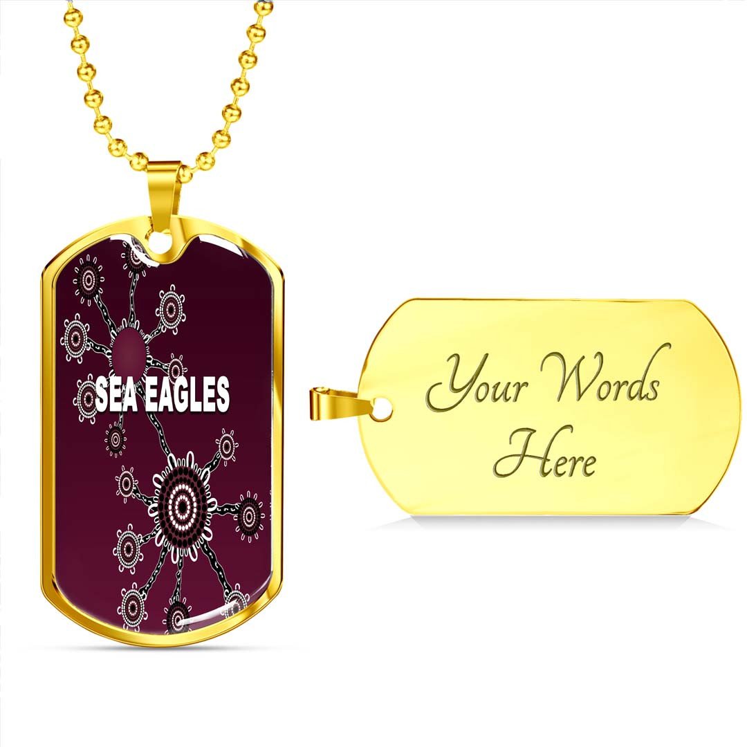 Vibe Hoodie Dog Tag - Manly-Warringah Sea Eagles Simple Indigenous & Camouflage - Rugby Team Dog Tag