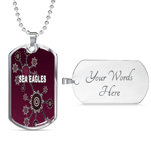 Vibe Hoodie Dog Tag - Manly-Warringah Sea Eagles Simple Indigenous & Camouflage - Rugby Team Dog Tag