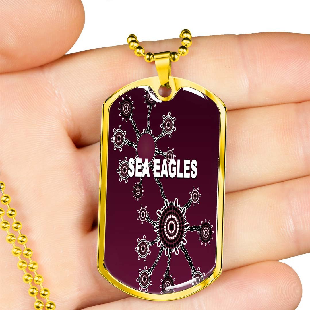 Vibe Hoodie Dog Tag - Manly-Warringah Sea Eagles Simple Indigenous & Camouflage - Rugby Team Dog Tag