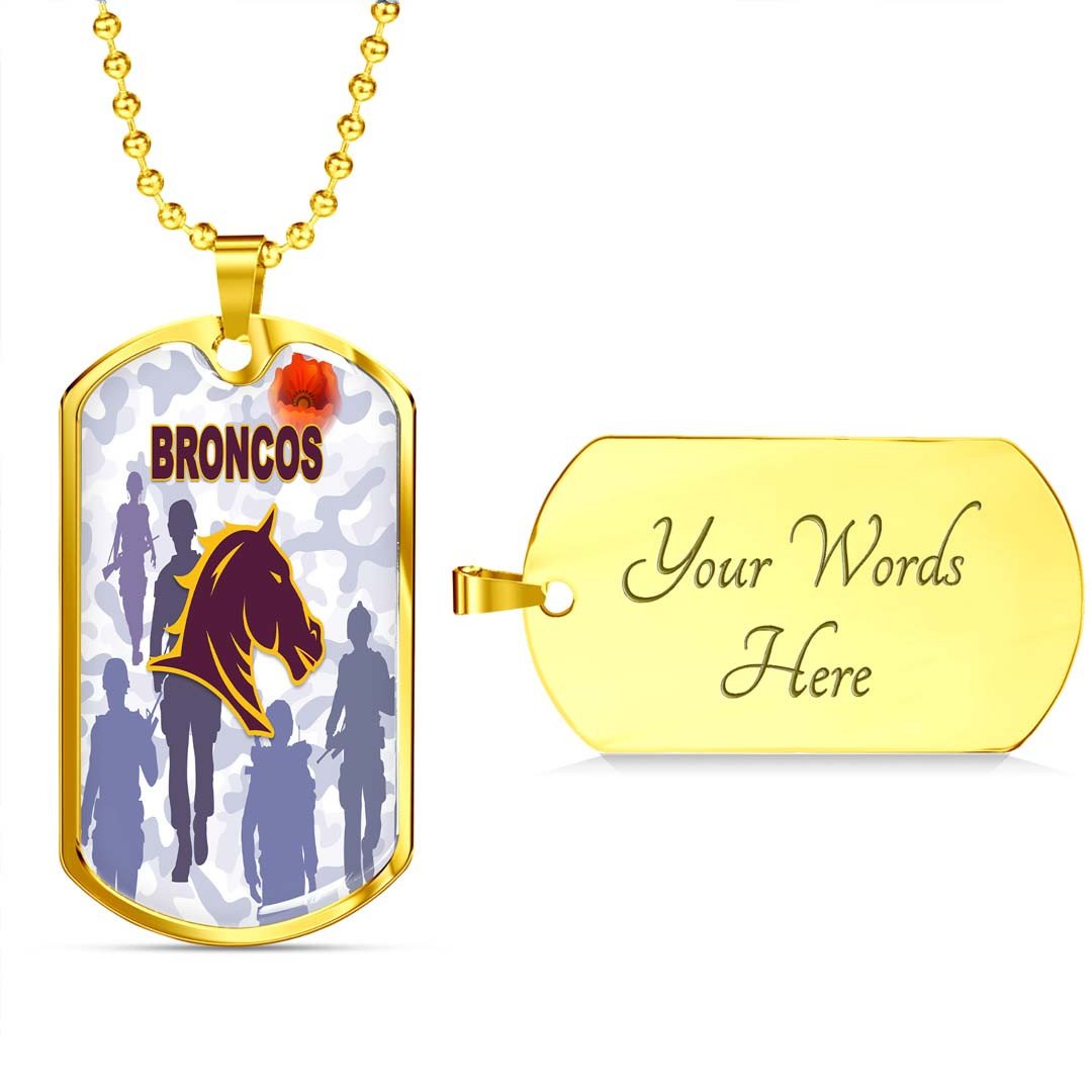 Vibe Hoodie Dog Tag - Brisbane Broncos Anzac Day White - Rugby Team Dog Tag