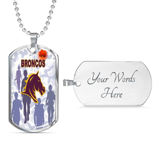 Vibe Hoodie Dog Tag - Brisbane Broncos Anzac Day White - Rugby Team Dog Tag