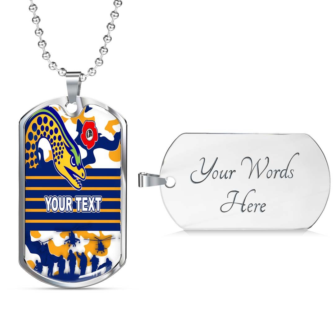 Vibe Hoodie Dog Tag - (Custom) Parramatta Eels Anzac Day & Camouflag - Rugby Team Dog Tag