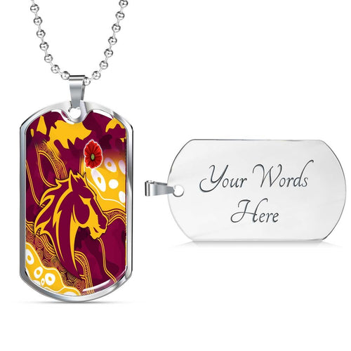 Vibe Hoodie Dog Tag - Brisbane Broncos Anzac Day - Lest We Forget - Rugby Team Dog Tag