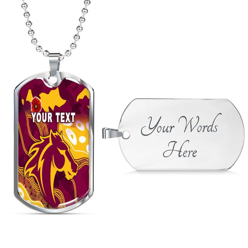 Vibe Hoodie Dog Tag - (Custom) Brisbane Broncos Anzac Day - Lest We Forget - Rugby Team Dog Tag