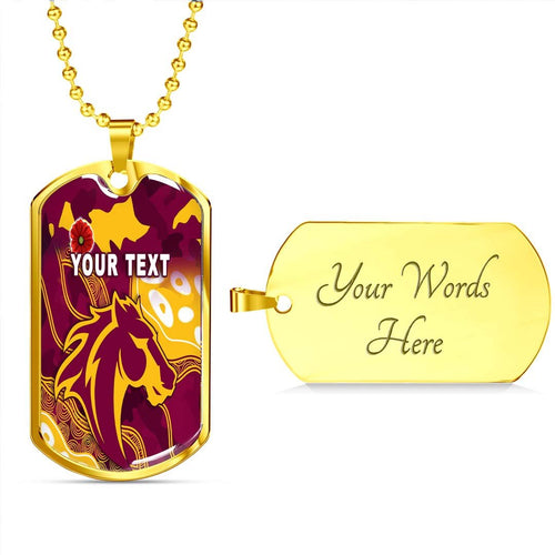 Vibe Hoodie Dog Tag - (Custom) Brisbane Broncos Anzac Day - Lest We Forget - Rugby Team Dog Tag