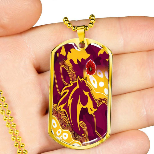 Vibe Hoodie Dog Tag - Brisbane Broncos Anzac Day - Lest We Forget - Rugby Team Dog Tag