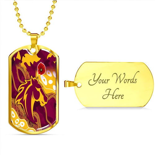 Vibe Hoodie Dog Tag - Brisbane Broncos Anzac Day - Lest We Forget - Rugby Team Dog Tag