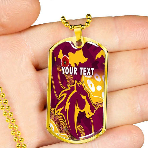 Vibe Hoodie Dog Tag - (Custom) Brisbane Broncos Anzac Day - Lest We Forget - Rugby Team Dog Tag