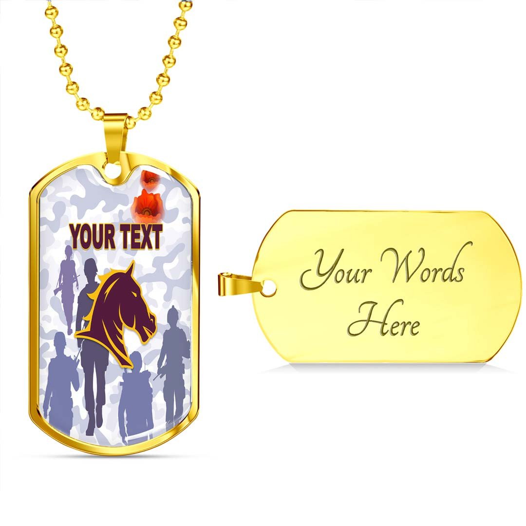 Vibe Hoodie Dog Tag - (Custom) Brisbane Broncos Anzac Day White - Rugby Team Dog Tag