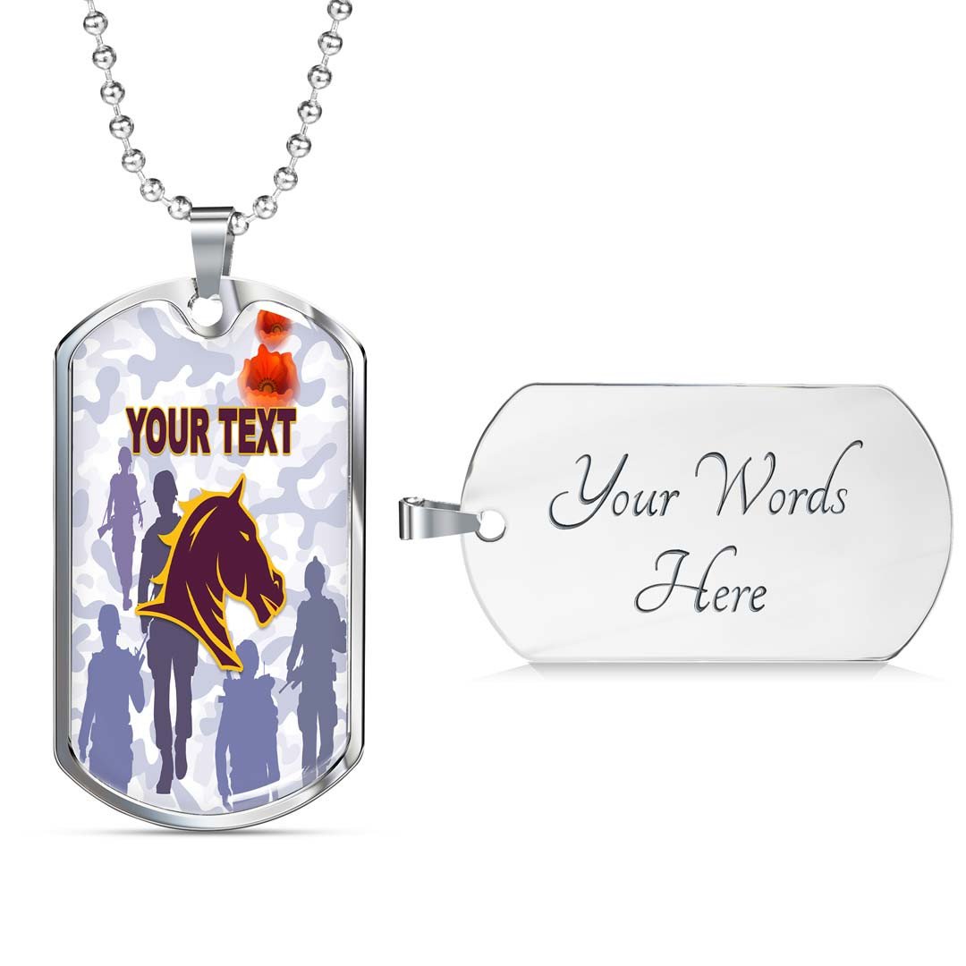 Vibe Hoodie Dog Tag - (Custom) Brisbane Broncos Anzac Day White - Rugby Team Dog Tag