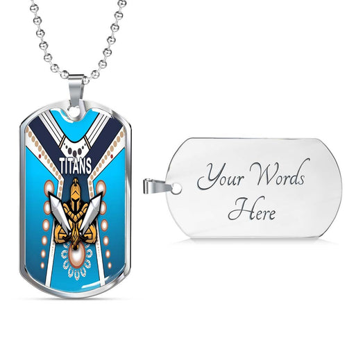Vibe Hoodie Dog Tag - Gold Coast Titans Simple Indigenous - Rugby Team Dog Tag